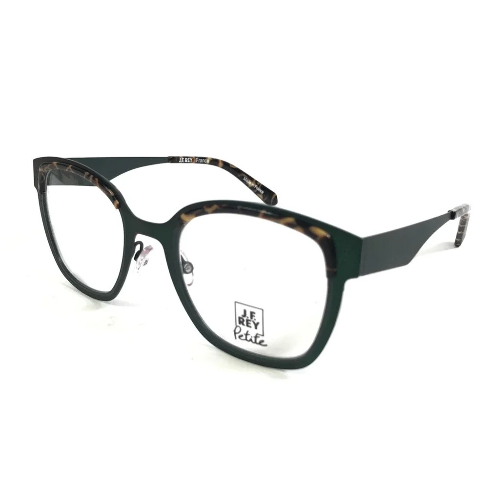 J. F. Rey Petite Eyeglasses Frames PM096 9247 Green Leopard Print 48-21-140